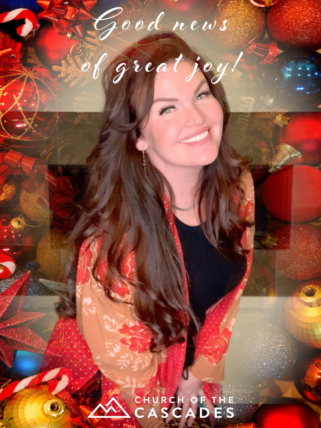 Festive holiday digital photo frame overlay for Church of the Cascades Christmas event