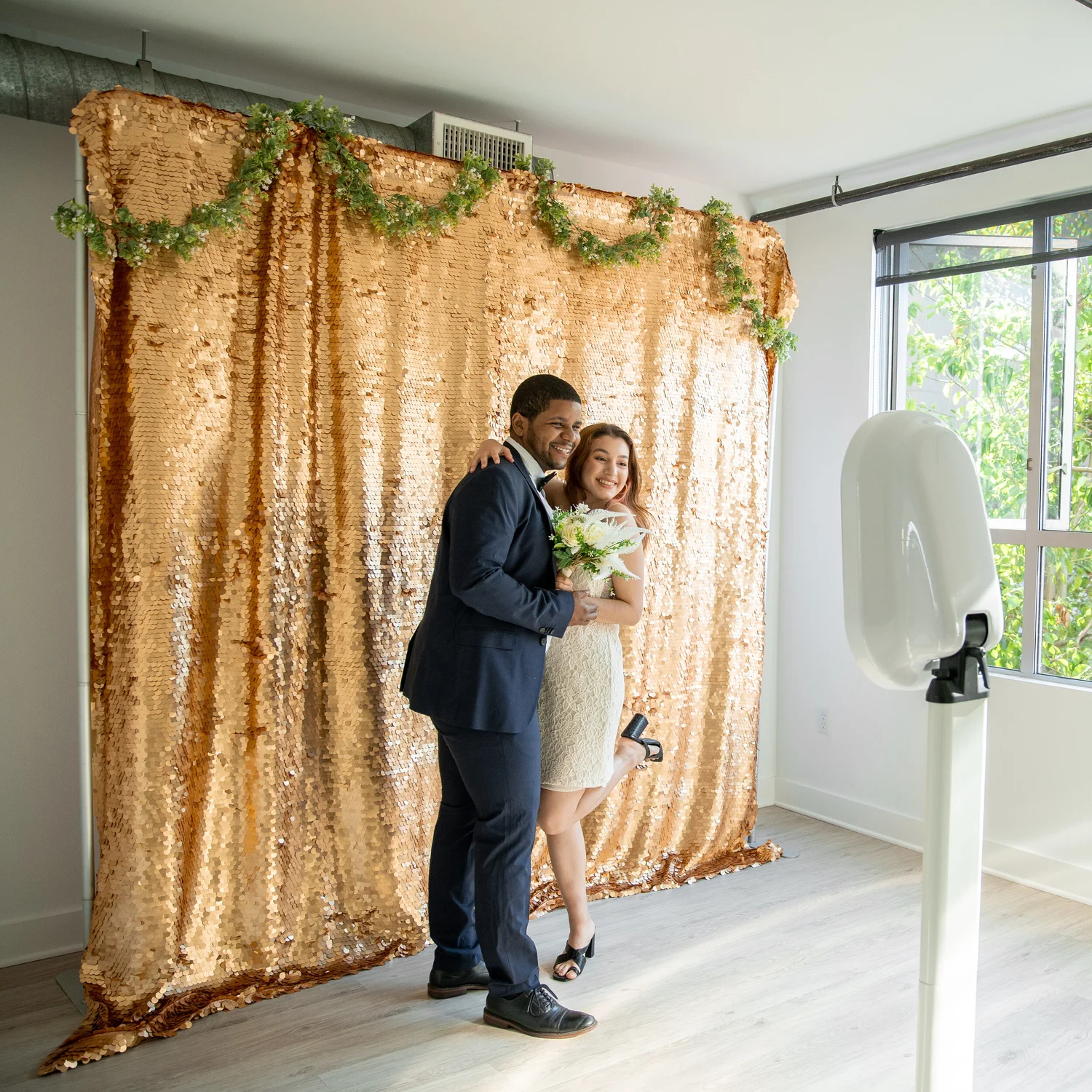 Guests renting a photo booth at a Central Oregon celebration